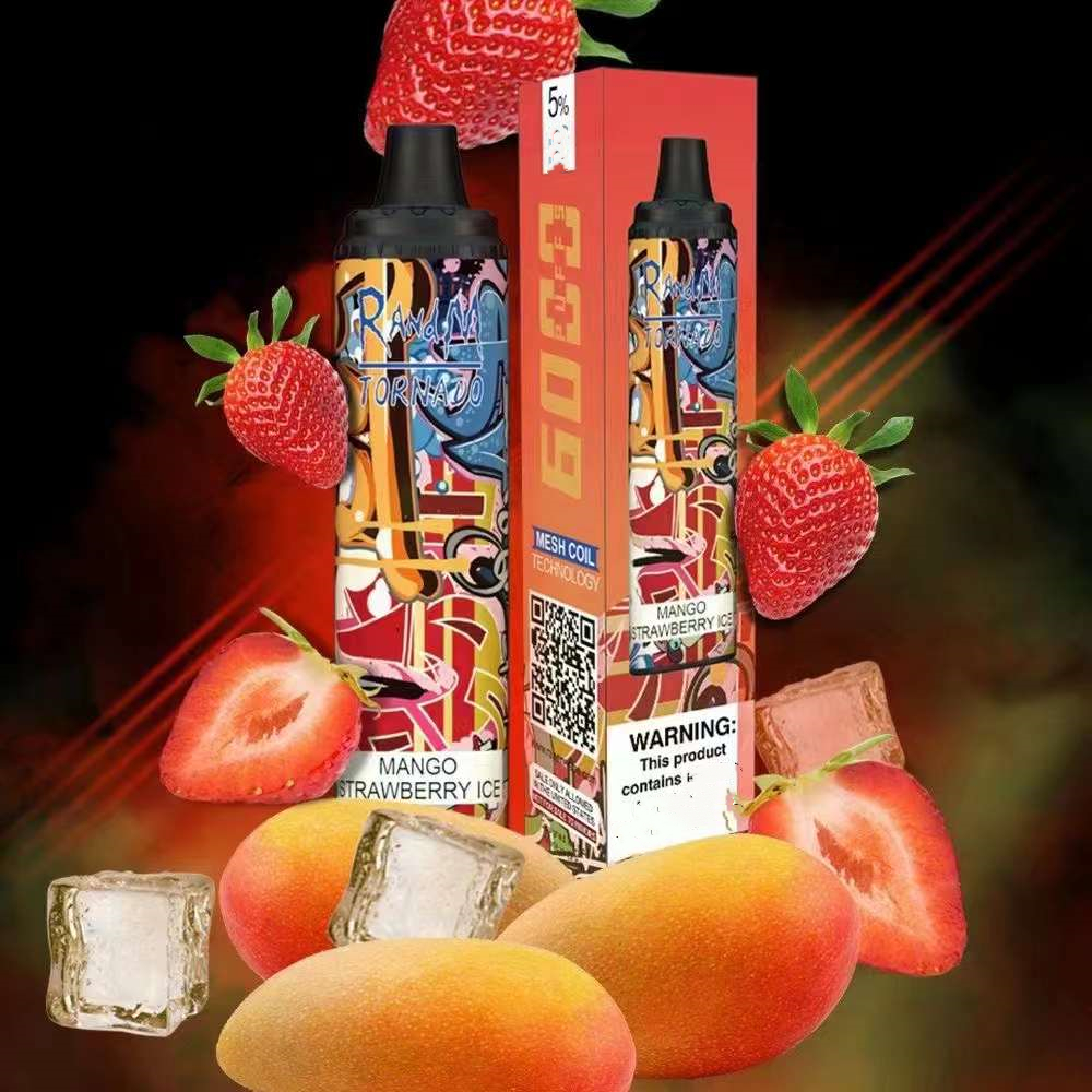 

Original RANDM TORNADO 6000 PUFFS Disposable Vape E Cigarettes Pen Pod 12ml 850mah Battery Rechargeable Type-C Port Air-Adjust Flow