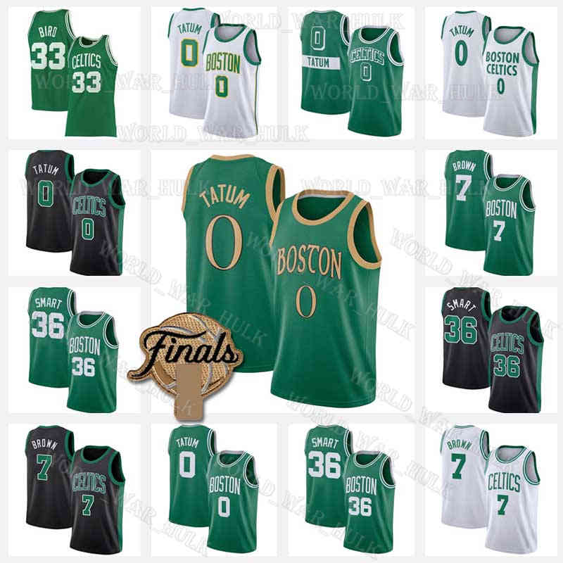

Boston''Celtics''Jayson Tatum Jersey Marcus Smart Basketball Jerseys Jaylen Brown Larry Bird 0 7 36 33 2022 Finals City Mens Patch Green Black White Youth Kids