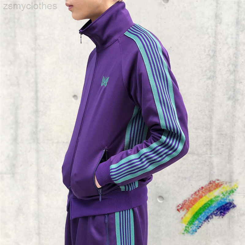 

Purple Needles Jacket Men Women High Street Butterfly Embroidery Needles Track Jacket Outerwear Coats AWGE