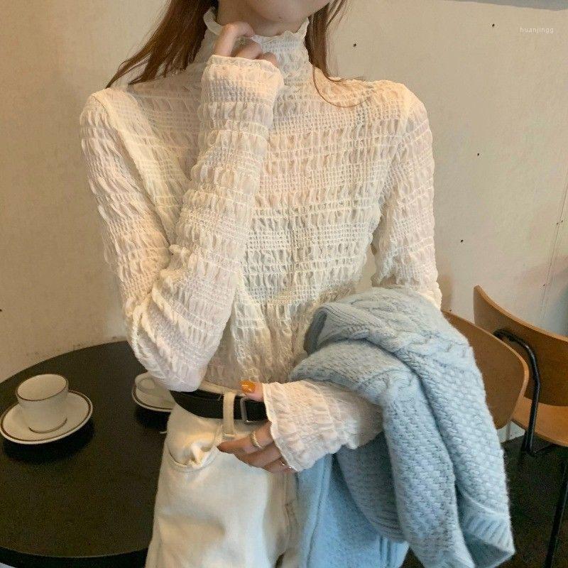 

Women's Blouses & Shirts Women Blouse Turtleneck Lace Autumn Winter Long-Sleeved Shirt Ropa De Mujer, Lace shirt