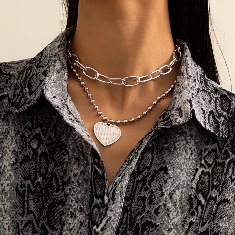 

Chokers IngeSight.Z 2Pcs/Set Love Heart Letter IGIRL Pendant Necklace Multi Layered Bead Chain Choker Necklaces Collar For Women JewelryChok