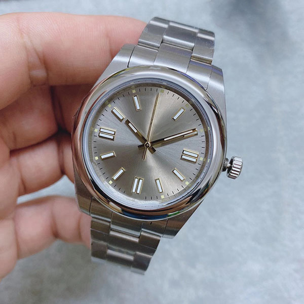 

ST9 Steel Smooth Bezel 39MM dark rhodium Dial Watch Automatic Mechanical Mens Watches Luminous Hands and Markers Watch No Date Men Wristwatches
