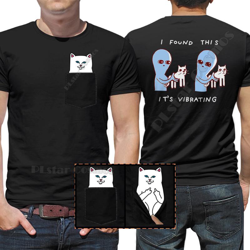 

Men's T-Shirts Found This It's Vibrating Cat Alien Pocket T-Shirt Cotton T Shirts Women For Men Hip Hop Tops Funny T-shirtsMen's