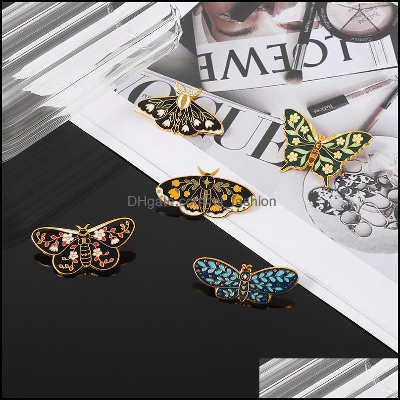 

Pins Brooches Jewelry European Insect Series Butterfly Moth Shape Brooch Pin Women Animal Alloy Enamel Clothes Badge Accessories Backpack S