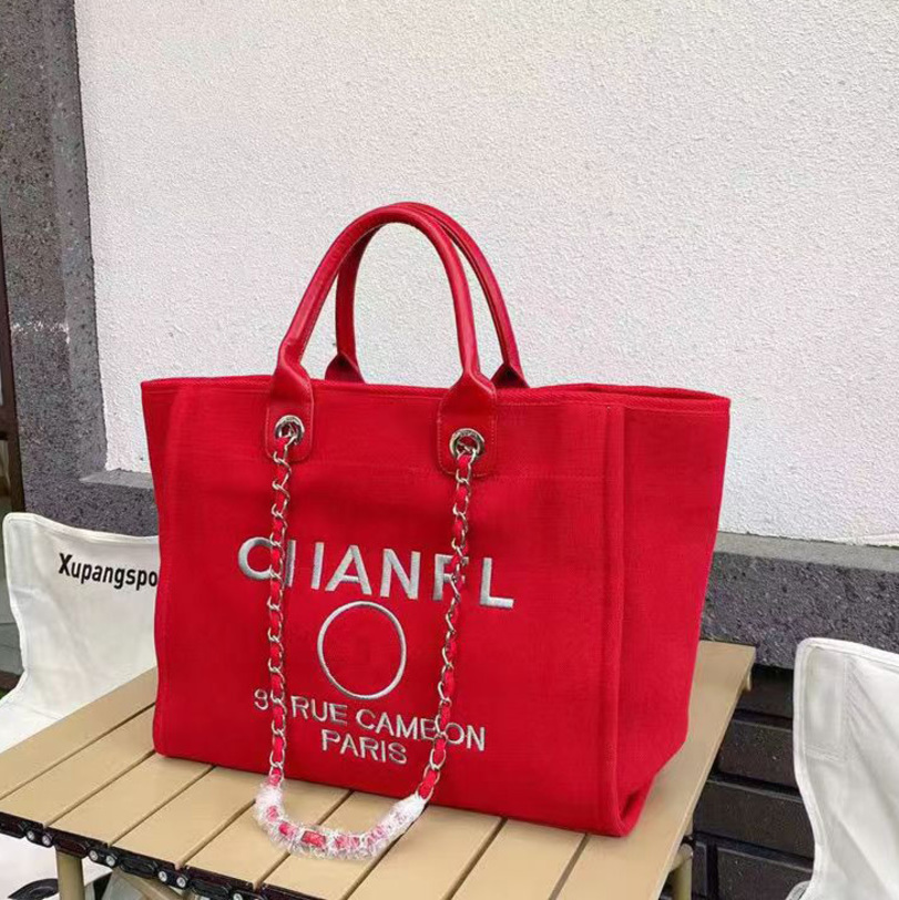 

Fashion Brand Luxury Embroidered Beach Bags Ch Designer Women Canvas Evening Handbags Classic Female Big Shopping Large Capacity Ladies Bag Hbab