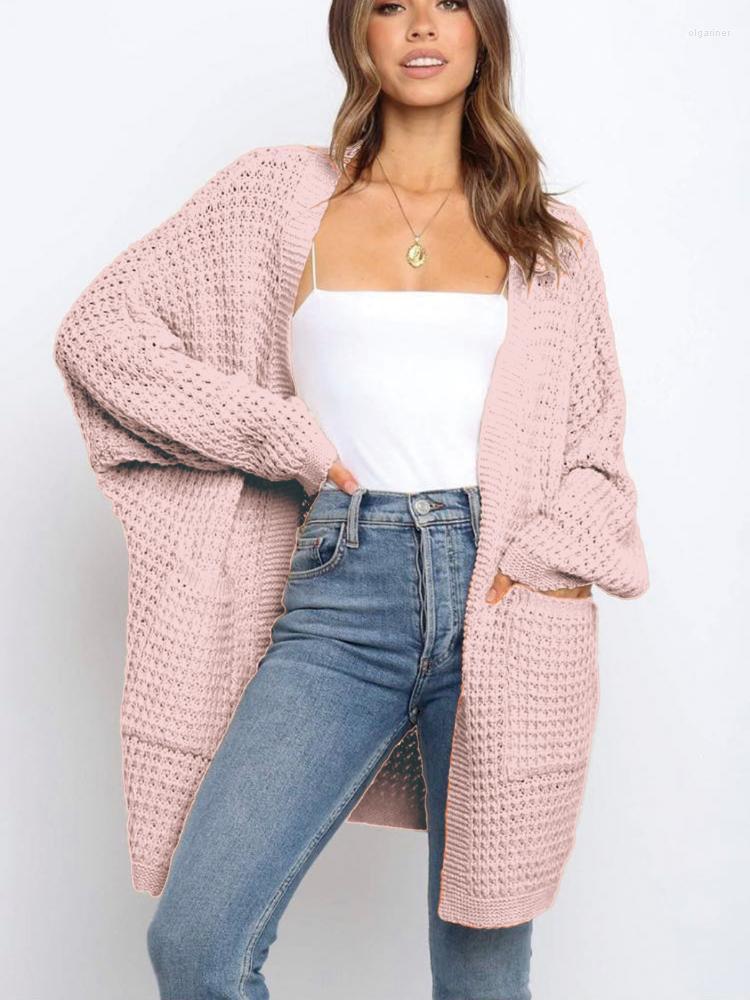 

Women' Knits & Tees Autumn Winter Women' Knitted Cardigan Top Loose Sweater Coat Casual Street Clothing Oversized Black SweaterWomen, Green