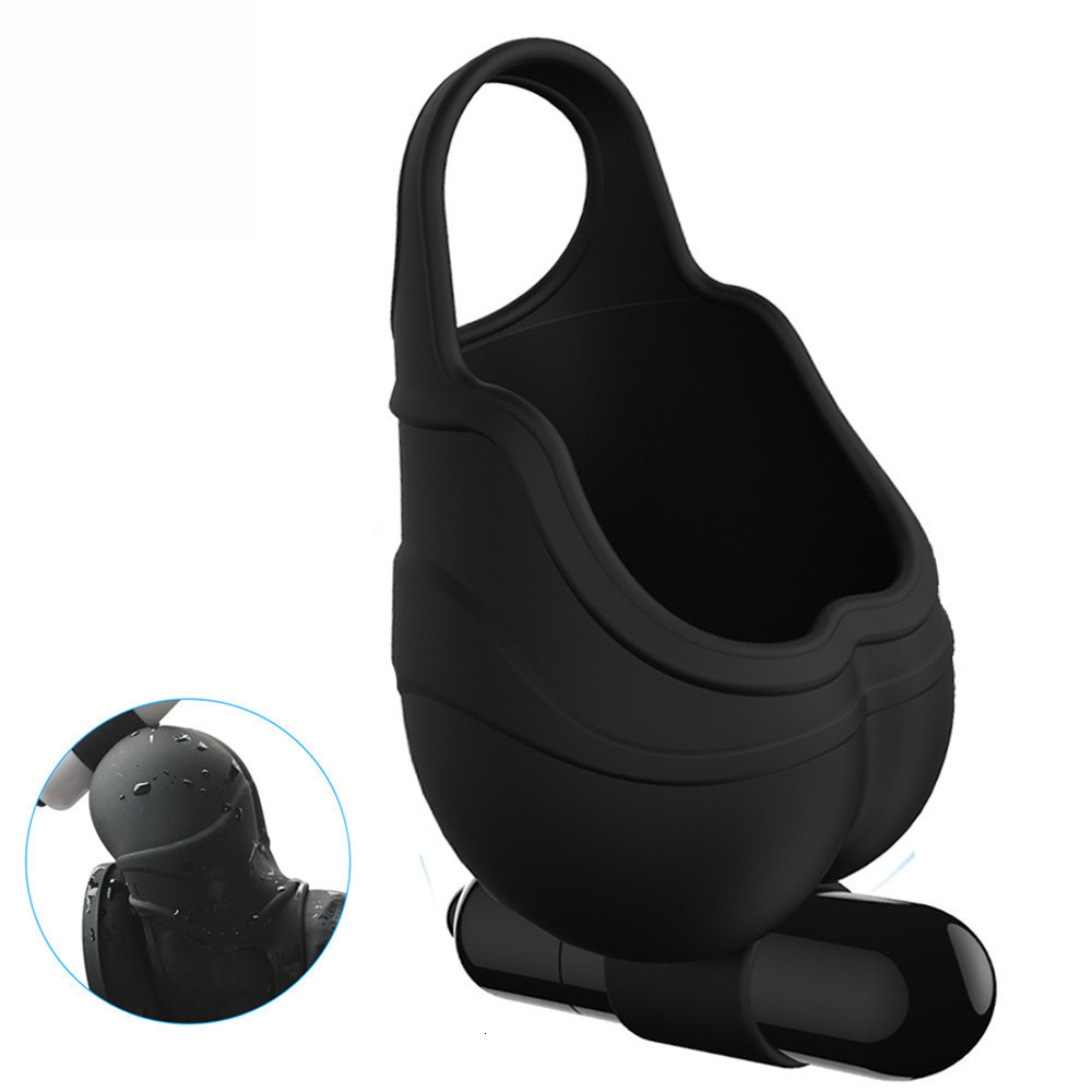 Men Penis Testicle Massager Vibrator Testis Scrotum Stretcher Ball Bag Silicone Male Delay Ejaculation Ring sexy Toys For Man