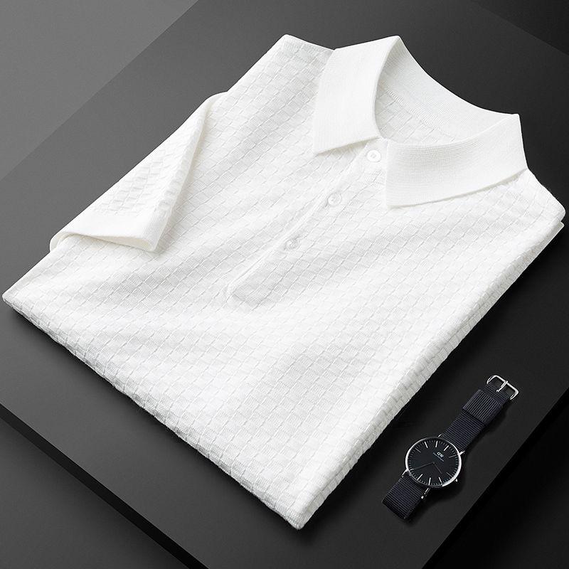 

Men's Polos High End Fashion Jacquard Knitted T-shirt Men's Short Sleeve Summer Trend Luxurious Breathable Shirt Casual ShirtMen's Men's, Black