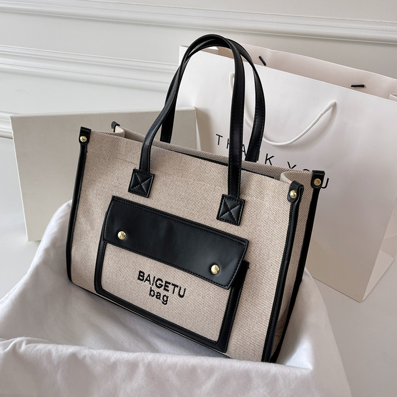 Sac à main Simple de grande capacité pour dames, fourre-tout décontracté, mallette d'affaires Portable Ol, sac messager en toile de Style coréen