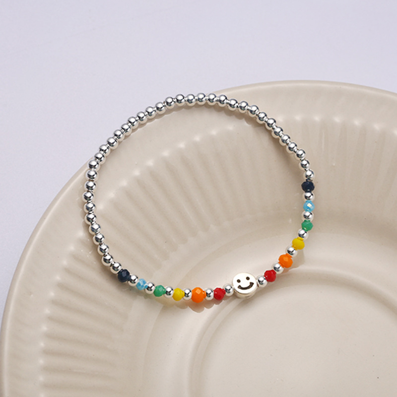 

S925 Sterling Silver Fashion Koean Sweet Charm Bracelets for Girls Women Cute Rainbow Bracelet Jewelry