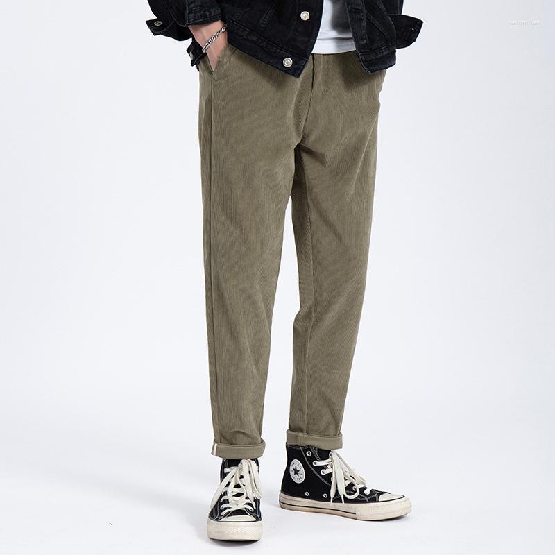 

Men's Pants Men's Casual Corduroy Spring Fall Trendy Vintage Straight Loose Solid Color Simple High Quality Brand Trousers MaleMen's Nao, A126 khaki