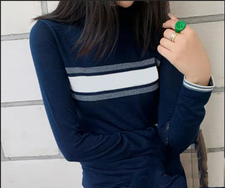 

Women Tops Sweater Wool Knits Tees With Letter Striped Necks Lady Slim Sweaters Long Sleeve Shirt Spring Autumn Style Size -L, Red short sleeves