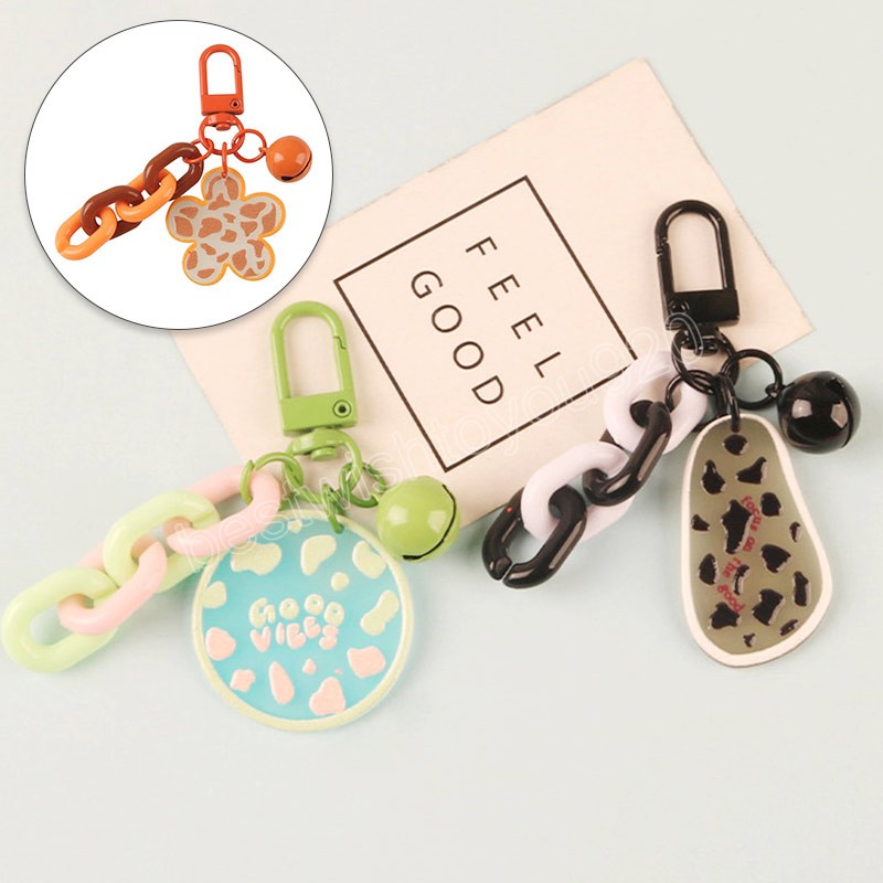 

Fashion Creative Heart Bell Car Keychain For Women Girls Cute Acrylic Chain Keyring Couples Bags Pendant Key Chain Accessories