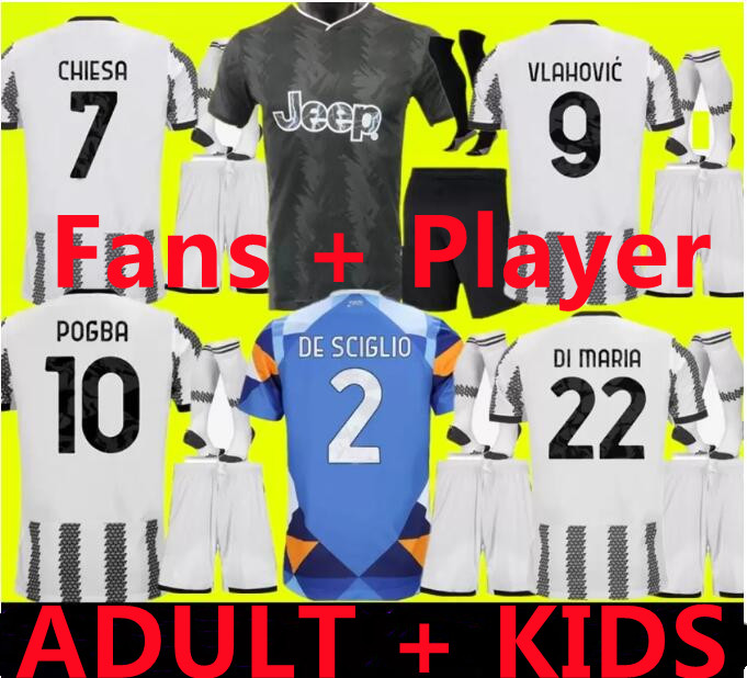 

VLAHOVIC POGBA juventus Soccer Jersey DYBALA CHIESA DI MARIA 2022 2023 bonucci Locatelli 22 23 MORATA McKENNIE MORATA KEAN CHIELLINI adults and kids Player version, Fans 4ht