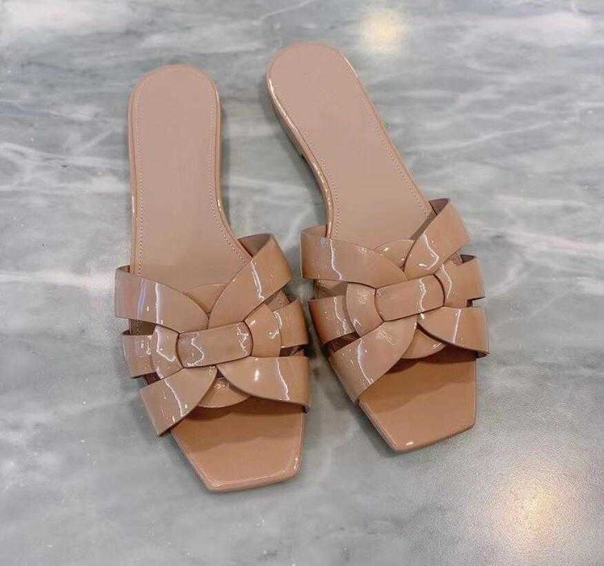 

Design Tribute Flat Luxury Sole Sandals Woven Leather Women Sandal Slide Slipper Slip Square Toe Shoes Lady Outdoor Party Dress Casual Pump, 11