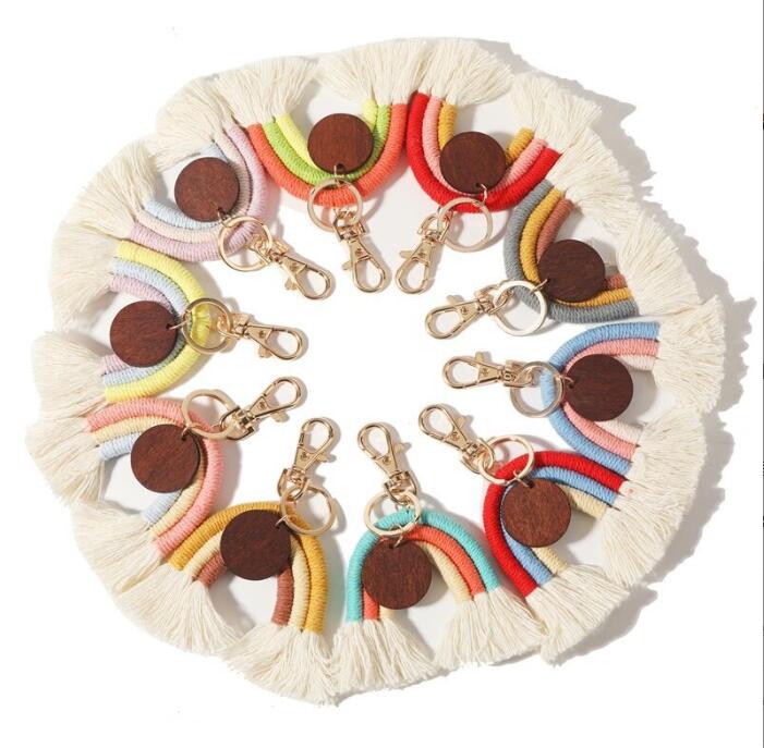 

Rainbow Tassel KeyChains Key Ring For Women Handmade Keychain Boyfriend Gift Girl Cute Key chain Bag Pendent Charm