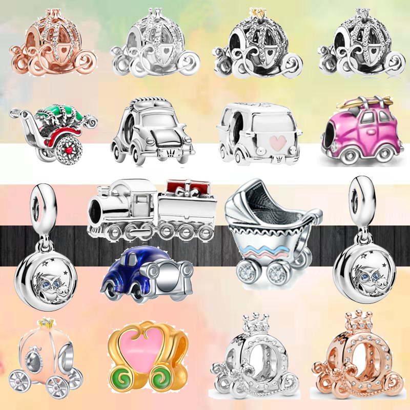 

Fit pandora charms 925 bracelet Bead Original box Bicycle Caby Carriage Camper Train Pumpkin Electric Car European charm jewelry