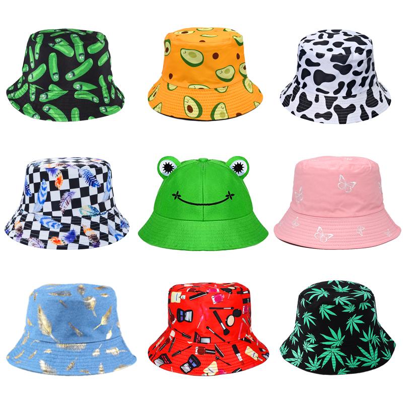 

Berets Bucket Hats Women Butterfly Embroidered Double-sided Fisherman Hat Korean Style Solid Climbing Outdoor Sunscreen HatBerets, As picture 28