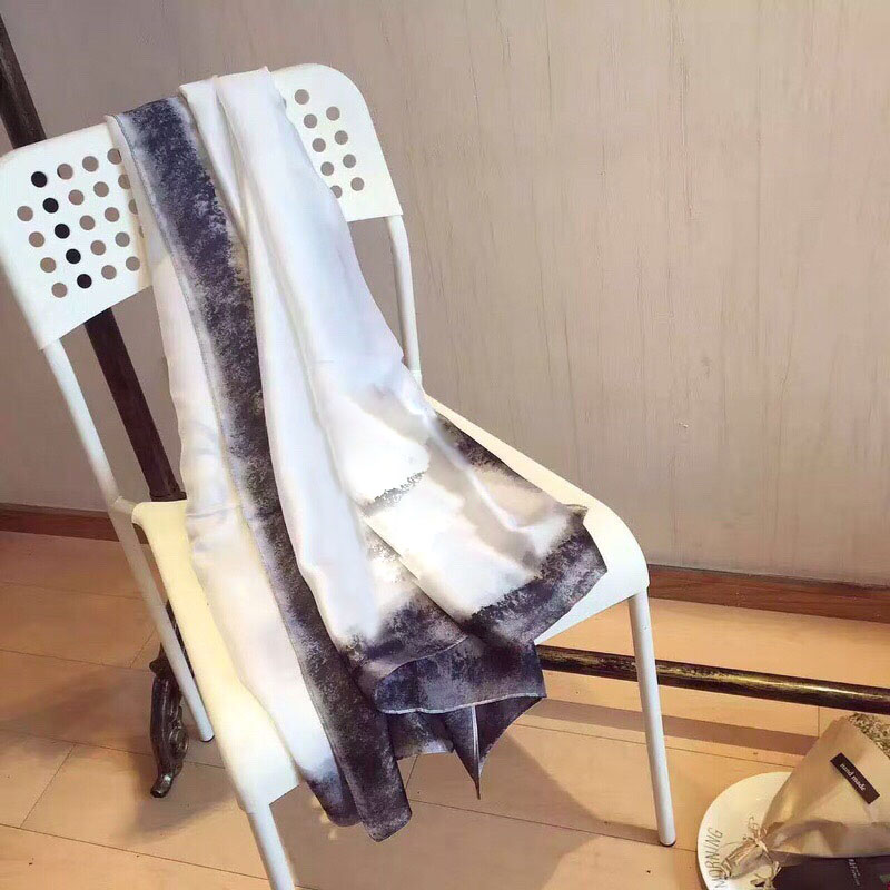 

100% Twill Silk Women Scarf Brand Europe Design Foulard French flower Print large Scarves Fashion Shawls Wraps 90*180cm, Blue;gray