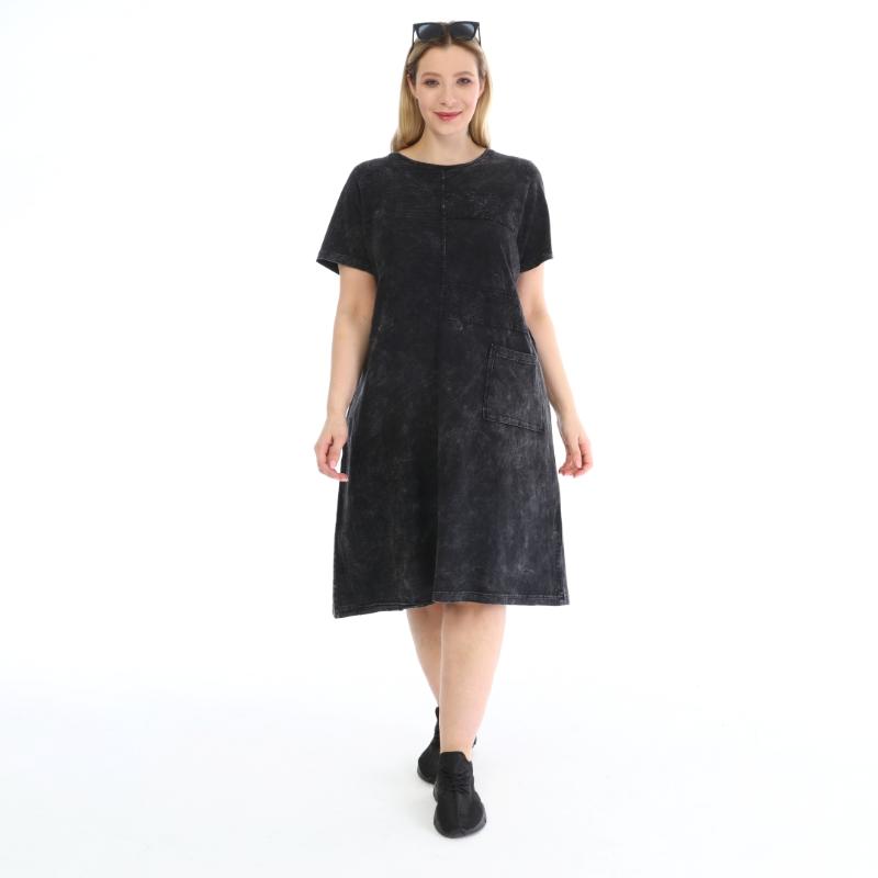 

Plus Size Dresses Diaves Women Summer Fashion Self-Effect-Flushing Lace Detailed Cotton Dress Turkish QualityPlus, Black