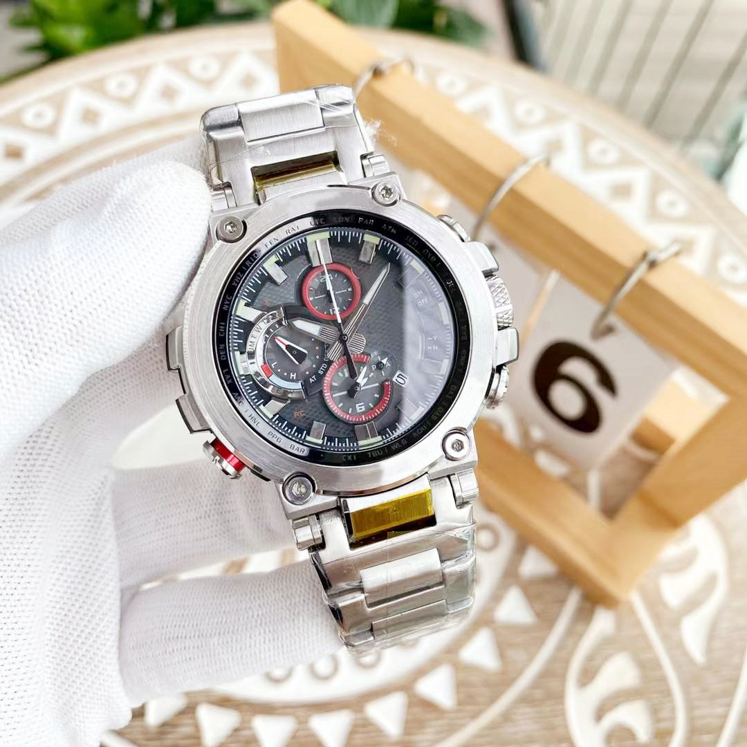 

Mens Sports Quartz B1000 Watch Stainless Steel Large Dial Full Function High Version Waterproof World Time