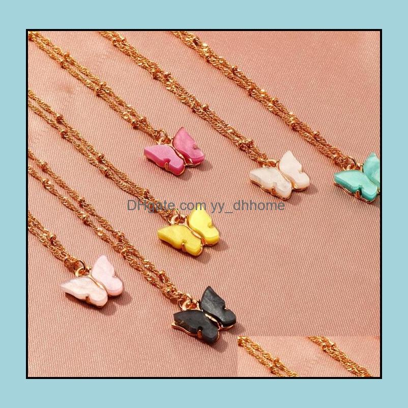 

Pendant Necklaces Pendants Jewelry Ins Butterfly Necklace Women Acrylic Fashion Gift For Girls Statement Party 6 Colors Wholesale Drop Del