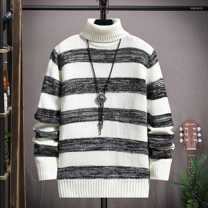 

Men's Sweaters Legible Winter High Neck Thick Warm Sweater Men Turtleneck Brand Mens Slim Fit Pullover Knitwear Male Double CollarMen's Mari, White