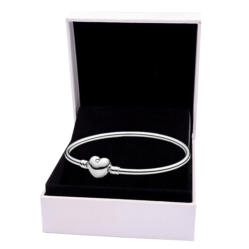 

Women 925 Sterling Silver Bangle Fit Pandora Beads Charms Luxury Jewelry Designer Bracelet with logo Original Box