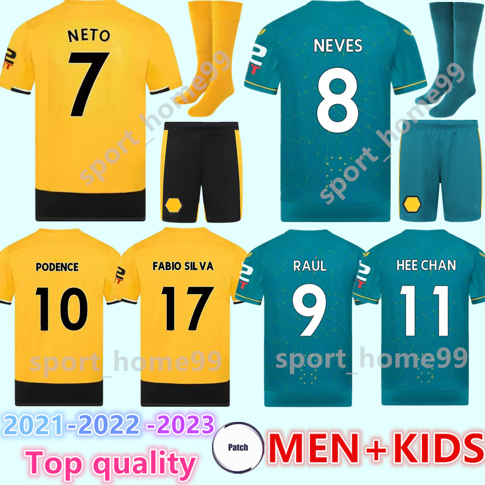 

New 2022 2023 Wolves Soccer Jersey Wanderers RAUL SEMEDO NETO NEVES TRINCAO J OTTO PODENCE HEE CHAN Home Away Wolverhampton Football Shirt adult Men Kids kit uniform, 22/23 adult-away