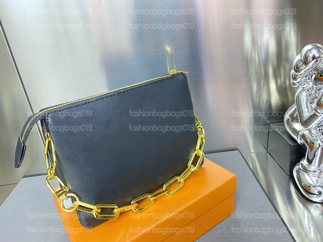 

Lady Coussin BB Designer Bag Orchidee Emeraude Puffy Leather Embossed Monograms Pattern Chunky Gold-Color Chain Crossbody Shoulder Bags