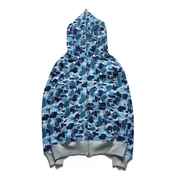 Camo Full Zipper Sweats à capuche Sweatshirts Manteau Veste requin Mens Sportwear Jogger Survêtement Pull Polaire Sweat Crewneck Hip Hop Hommes c