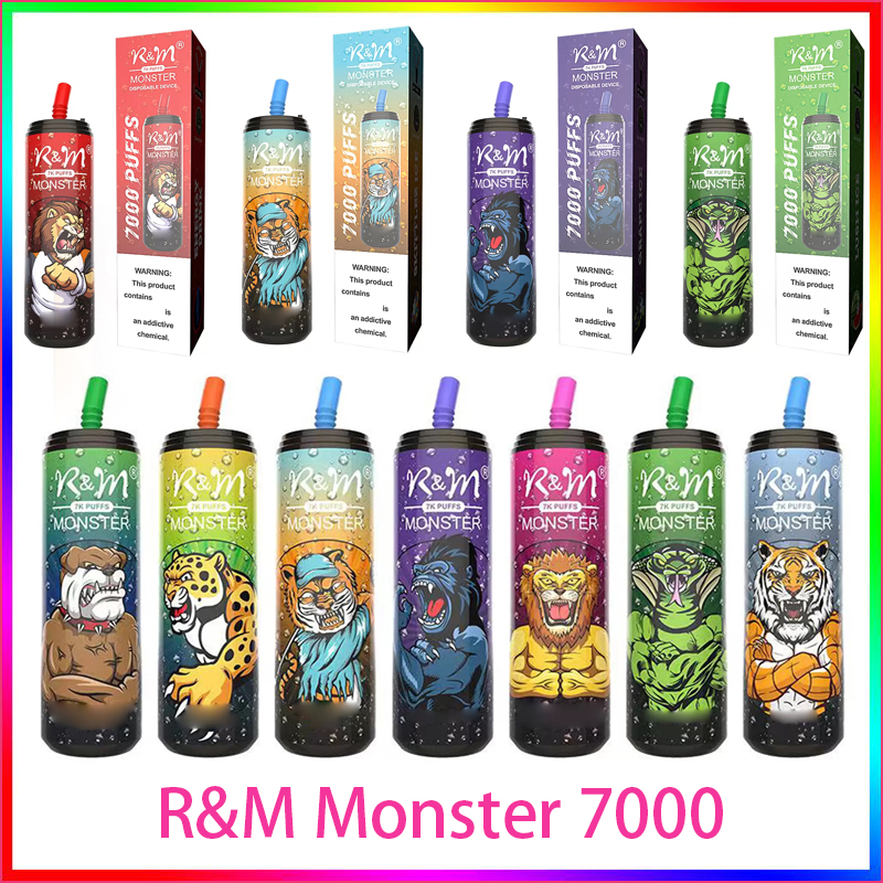 

Electronics Original R&M MONSTER 7000 PUFFS Disposable Vape Pen E Cigarette Device Type-C Rechargeable 550mah Battery 15ml 13 Colors Prefilled Pod cigvapes