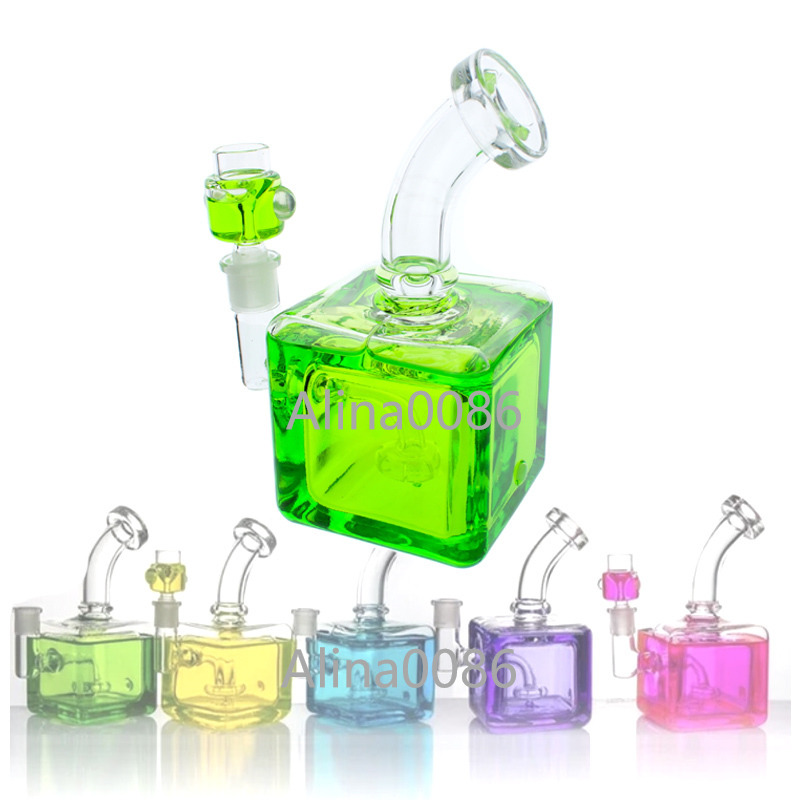 

Cube glycerin coil bong hookah freezable glass smoking water pipe shisha chilled lookah
