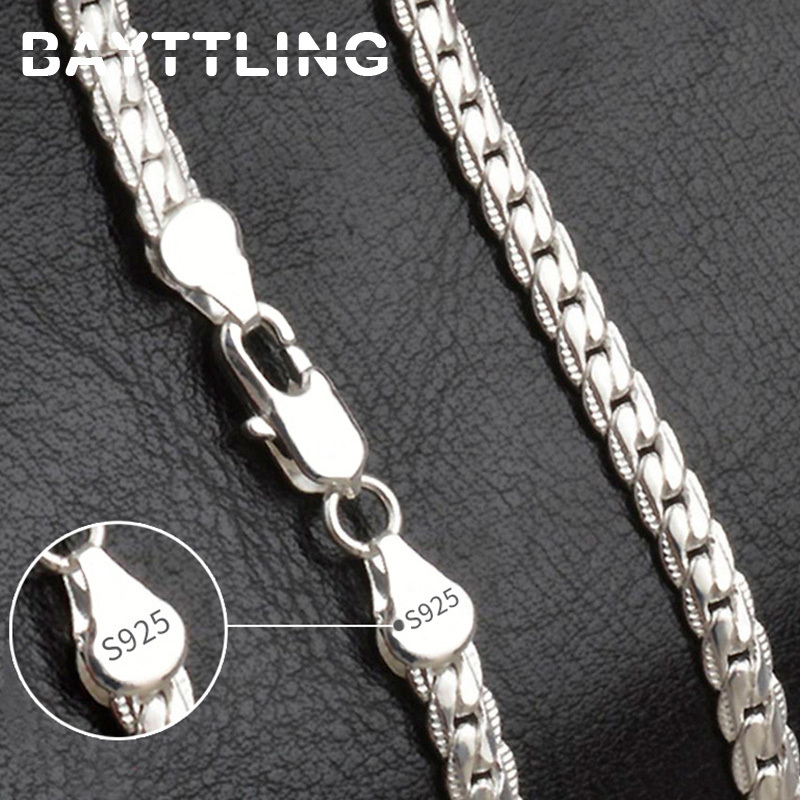 

BAYTTLING S925 Sterling Silver GoldSilver 8182024 Inch Side Chain Necklace For Women Men Fashion Jewelry Gifts 220813