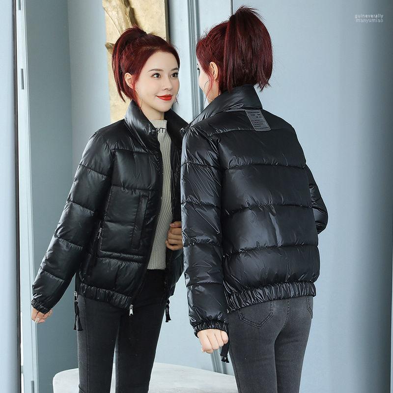 

Women's Down & Parkas Glossy Cotton Coat Short 2022 Winter Loose Padded Clothes Student Bread Jackets Female Clothing Guin22, Black