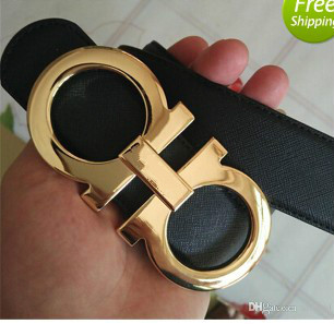

Big large buckle genuine leather belt with box designer men women high quality mens belts 4cm width, Black