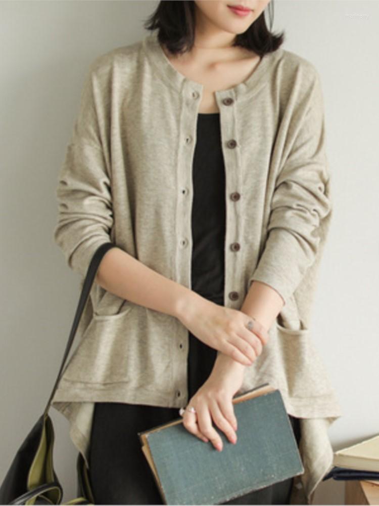 

Women's Knits & Tees Sweater Women Solid Color Long Sleeve Autumn Knitted Female Clothes O-neck Cardigan Casual TopWomen's Mari22