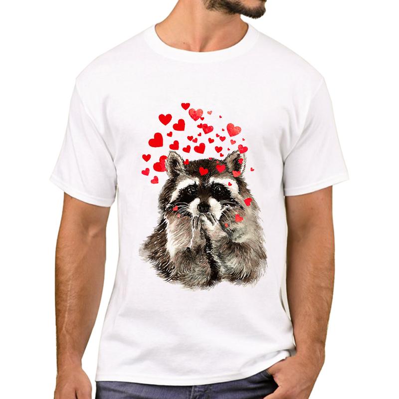 

Men' T-Shirts TEEHUB Hipster Cute Raccoon Blowing Kisses &Hearts Men T-Shirt Funny Trash Panda Printed T Shirts Short Sleeve Tshirts Co, 4075
