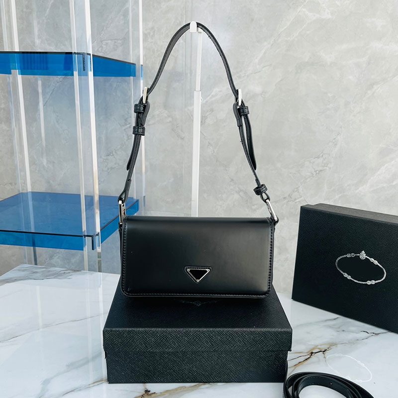 

Flap Organ Crossbody Bag Women Handbags Purse Cowhide Leather Triangle Sign Silver Hardware Plain Wallets Classic Shoulder Messenger Bags, Box