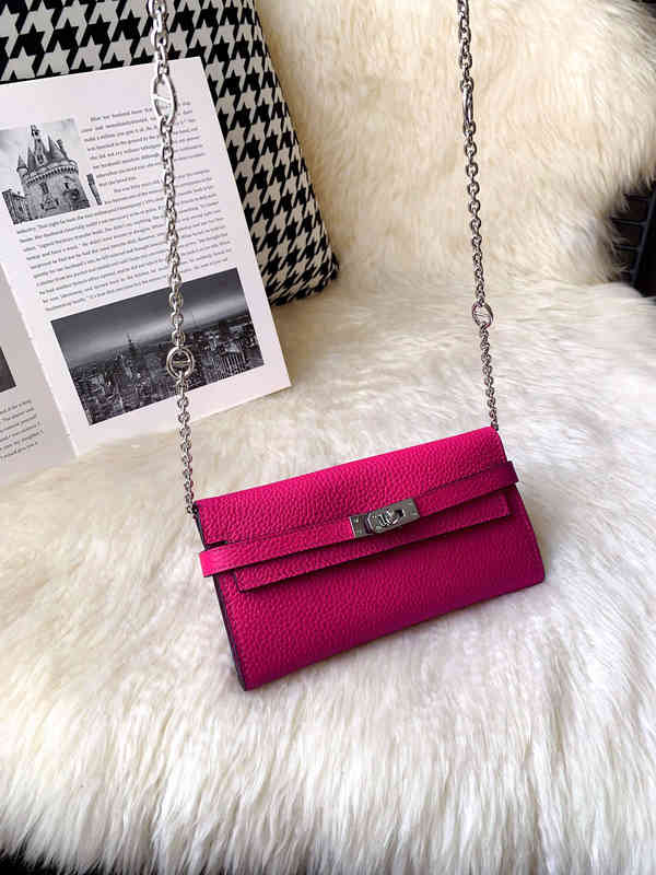 

22SS Designer Classic Herme Bags Kellys's bag women mini leather pig nose chain messenger women's fashion ins wallet rose red, Rose pink