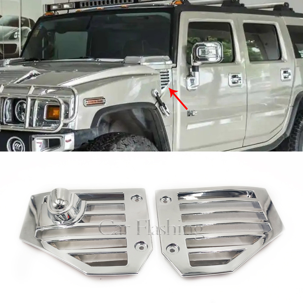 

2PCS For Hummer H2 SUT SUV 2003-2009 SIDE VENT COVERS Accessories Chrome HOOD INTAKE BEZEL Moulding Trim CAR Parts front