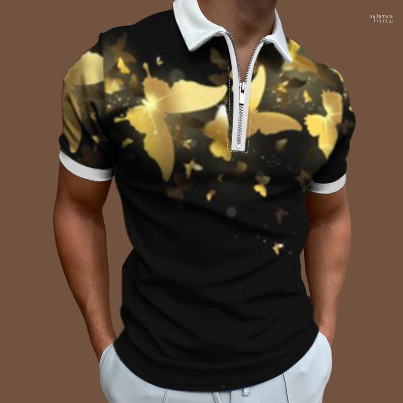 

Men's Polos Mens Casual Short Sleeve Tennis Golf Classic Print Zipper Turn Down Collar Shirts Male Business ShirtsMen's Men'sMen's Bell22