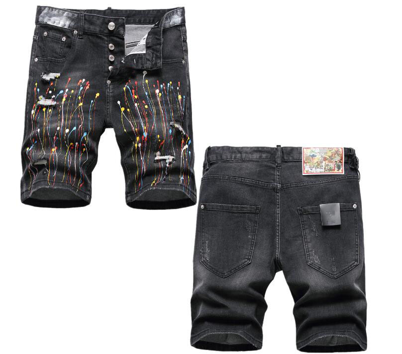 

Men's Jeans Shorts Denim Men Summer Male Short Jean Fashion Designer Short Ripped mm11hf10d, Black08