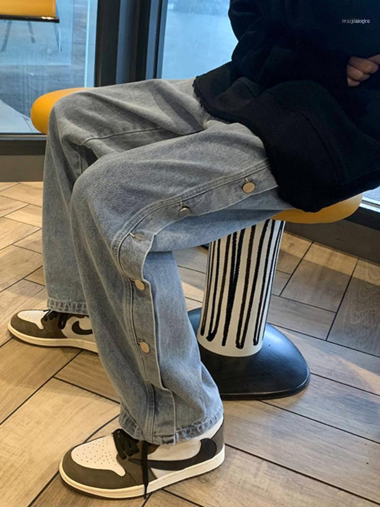 

Men's Jeans ICCLEK Loose-breasted Trousers Straight Wide-leg Autumn And Winter Fashion Patchwork Denim, Blue