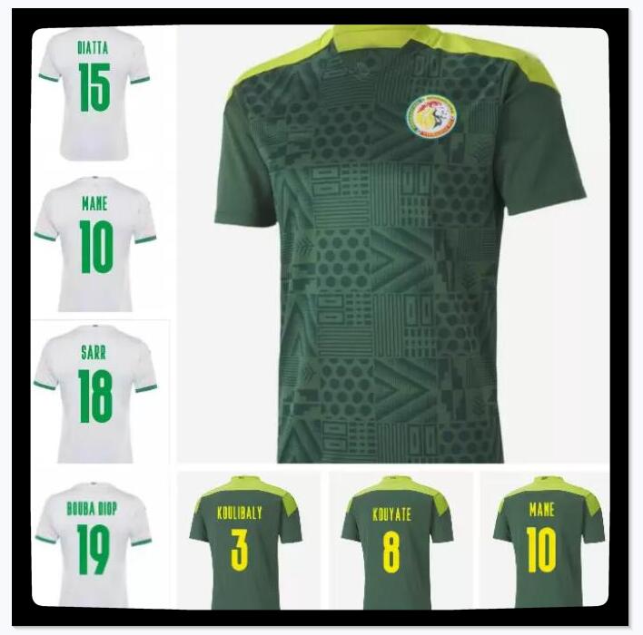 

2021 Senegal soccer jerseys player version national MANE KOULIBALY GUEYE KOUYATE SARR homme Maillot de foot football Uniforms, Army green