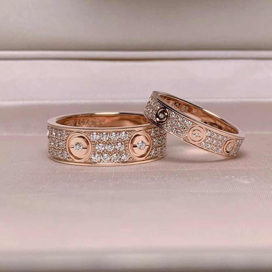 

Love ring full diamond Zircon wide 3.6-5.5mm 18K Gold plated titanium steel never fade luxury brand official reproductions couple rings highest counter quality ring