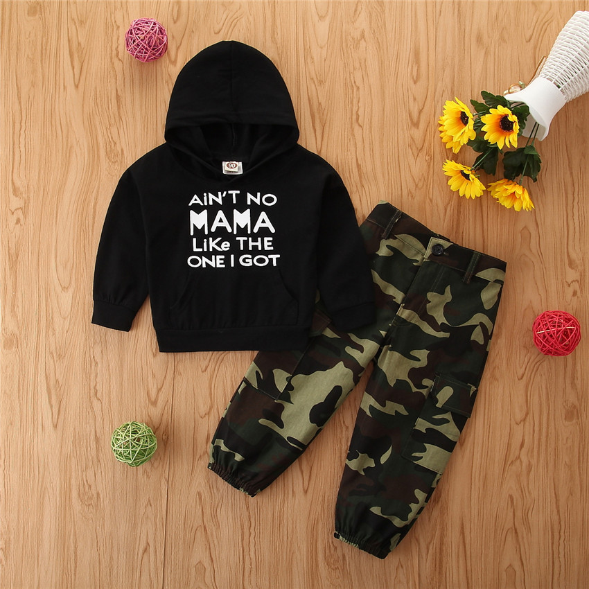 

2022 kids clothing set smocked children clothing wholesale hooded tops with camouflage pants, As picture