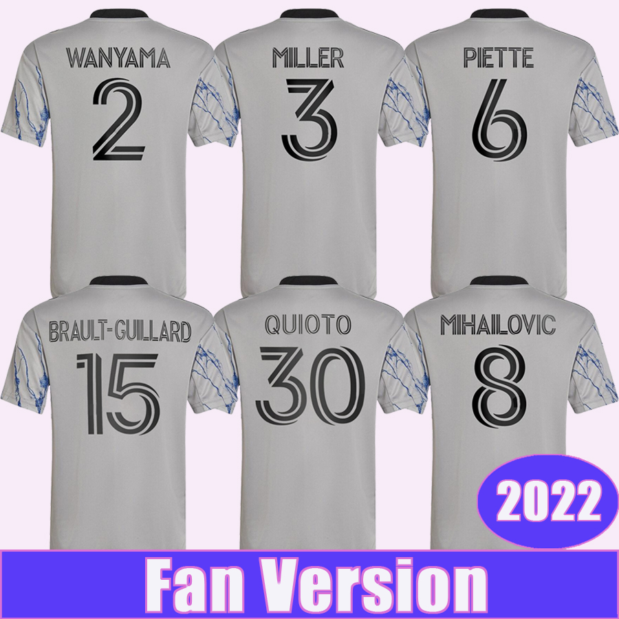 

2022 Montreal Mens Soccer Jerseys WANYAMA MILLER PIETTE MIHAILOVIC TORRES WATERMAN LAPPALAINEN JOHNSTON KAMARA KONE QUIOTO Away Football Shirt, Qm11074 2022 away ml patch