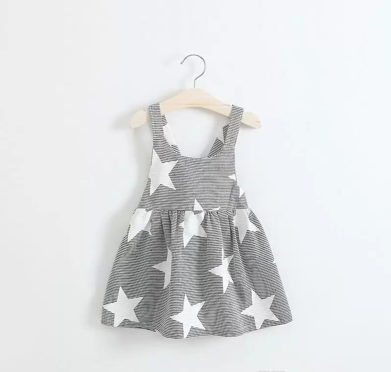 

Baby girls moon Clouds sun star print dress INS children stripe Backless Princess dresses summer Kids Clothing styles, Mix colors;pls message