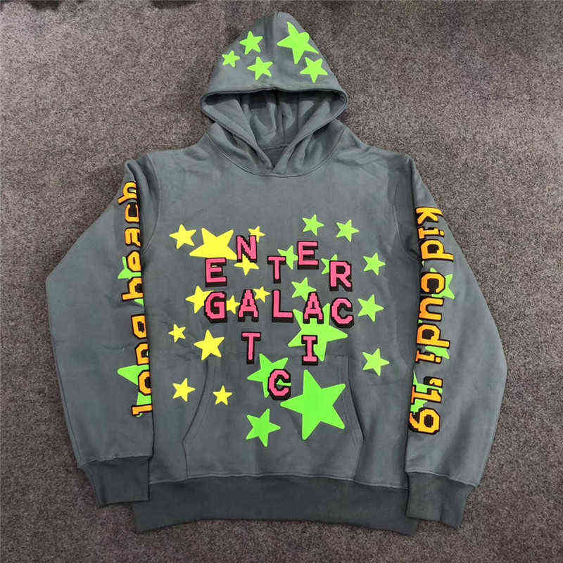 

3M Reflective Plant Flea Market Kid Cudi Enter Galactic Hoodie Fluorescent Green Stars Blue CPFM.XYZ Pullover T220726
